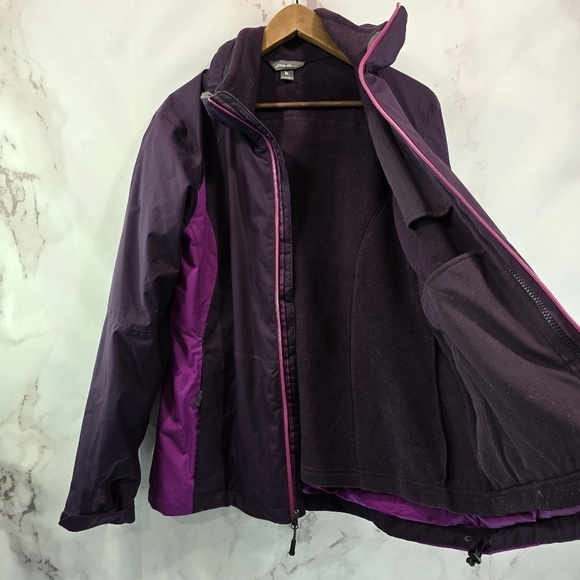 Eddie Bauer Jacket Womens Large Purple Pink 3 In 1 Ski Shell Coat Winter Fleece - Picture 8 of 10